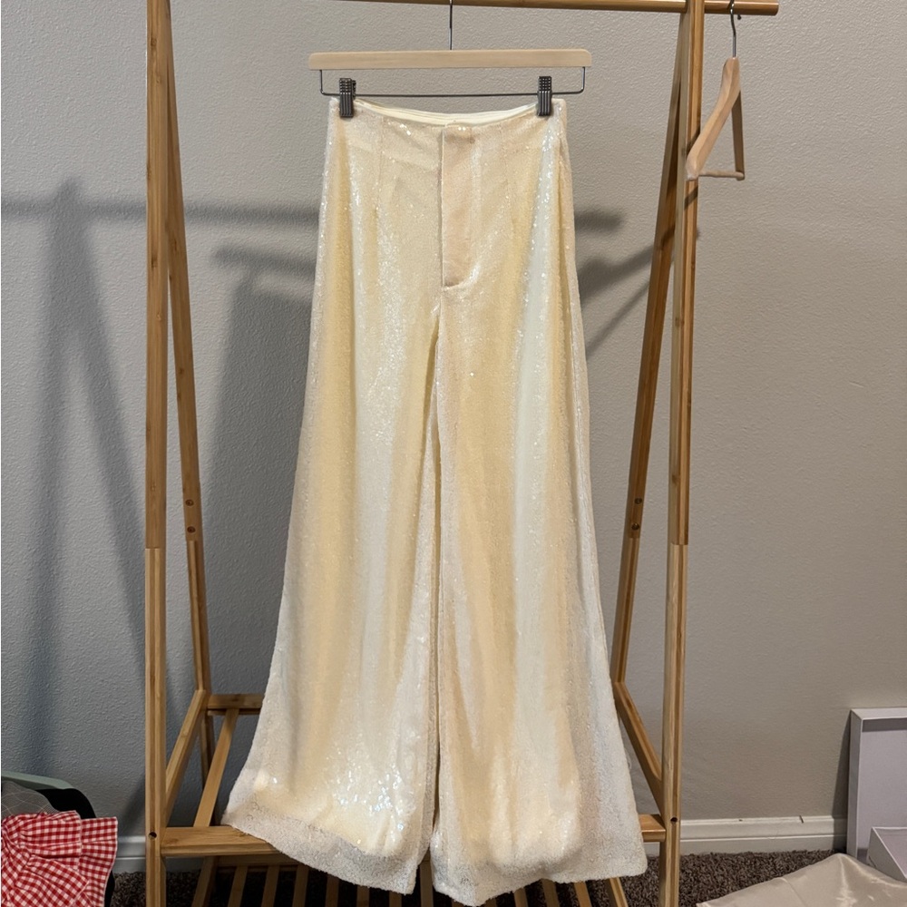 Missguided Cream Sequin Skirt